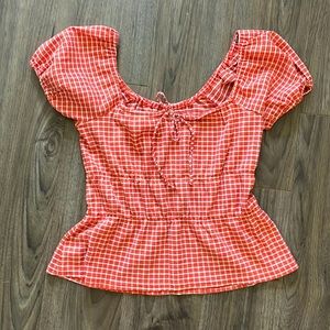 Madewell Peplum Gingham Top